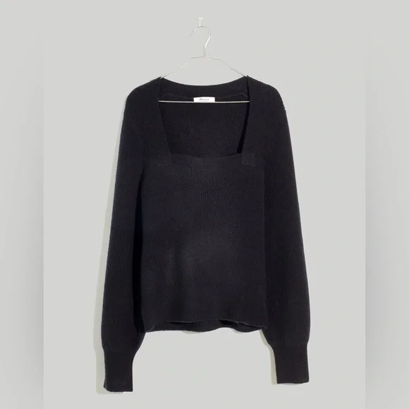 Madewell plus square neck pullover black sweater coziest yarn size 2X - Picture 6 of 7